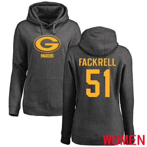 Green Bay Packers Ash Women #51 Fackrell Kyler One Color Nike NFL Pullover Hoodie Sweatshirts->nfl t-shirts->Sports Accessory